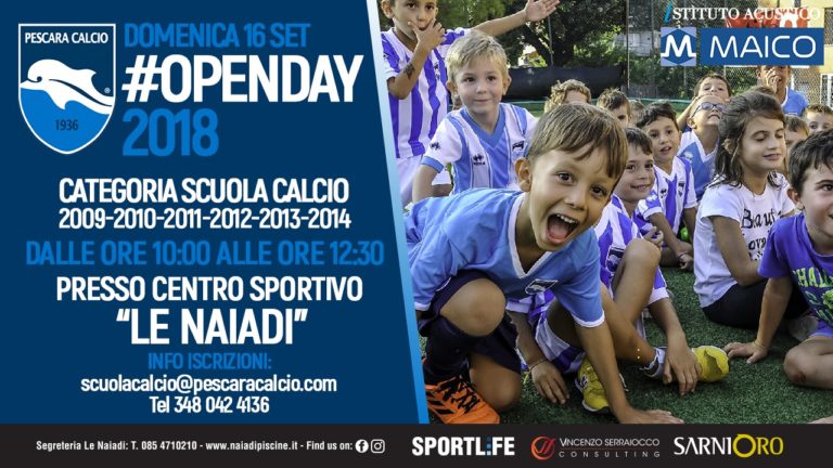 #OPENDAY Scuola Calcio Pescara presso le NAIADI